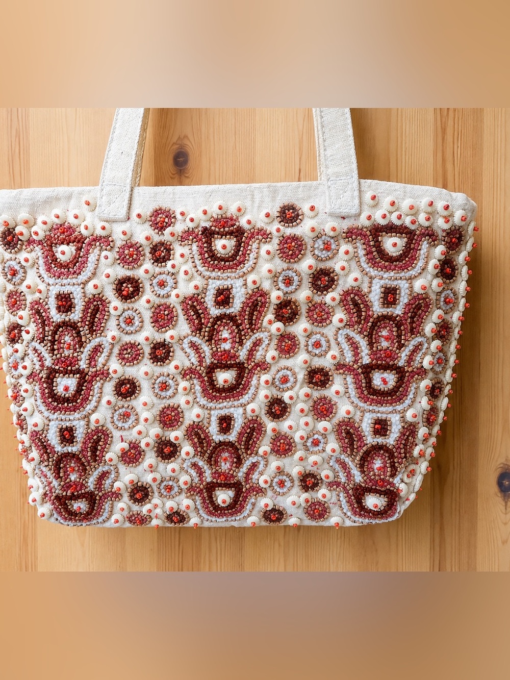 Handcrafted Beaded Coastal Tote Bag /Boho Resort Shoulder Bag